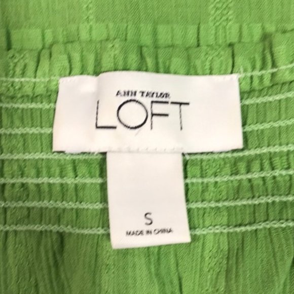 Ann Taylor LOFT Womens Top Blouse Size Small Cap Sleeve Elastic Striped Green - Picture 5 of 6